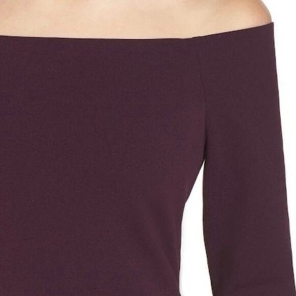 Eliza J off shoulder sheath dress bodycon eggplant purple wine merlot size 12 - Picture 6 of 14